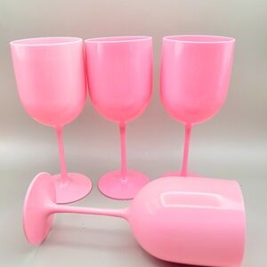 Hard Plastic Pink Champagne or Wine Glasses, Set of 4, NWOT